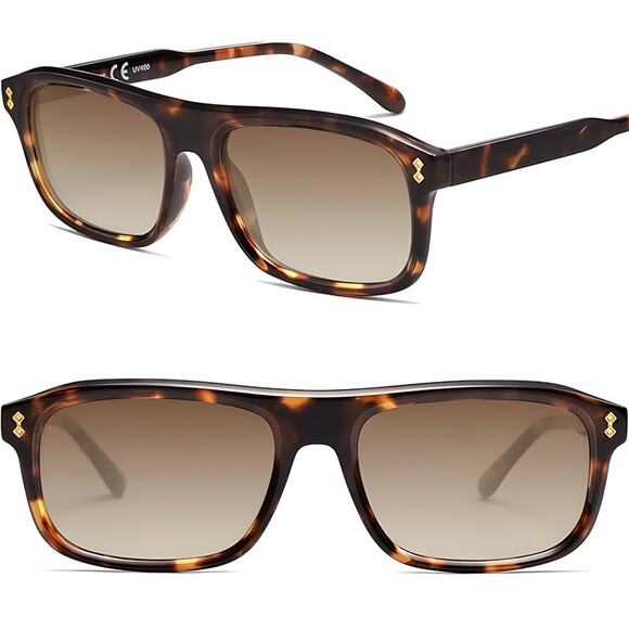Classic Rectangle Stylish Sunglasses Tortoise Color UV400 Protection - Picture 1 of 5